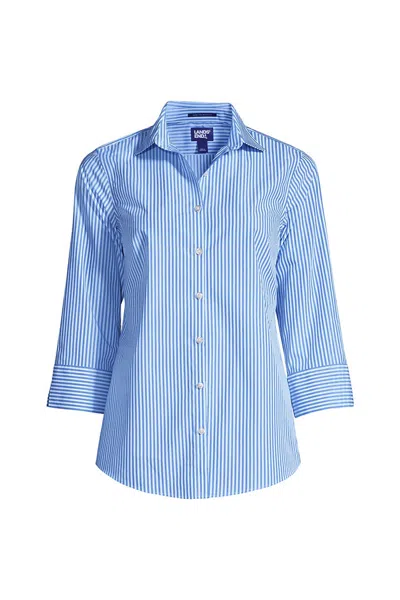 Lands' End Women's 3/4 Sleeve Pattern Cvc Broadcloth Shirt In Multi