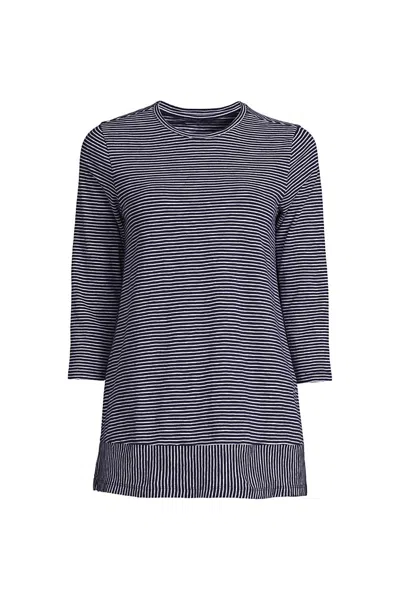 Lands' End Women's 3/4 Sleeve Slub Jersey Swing Tunic In Blue