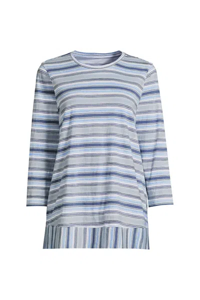 Lands' End Women's 3/4 Sleeve Slub Jersey Swing Tunic In Blue