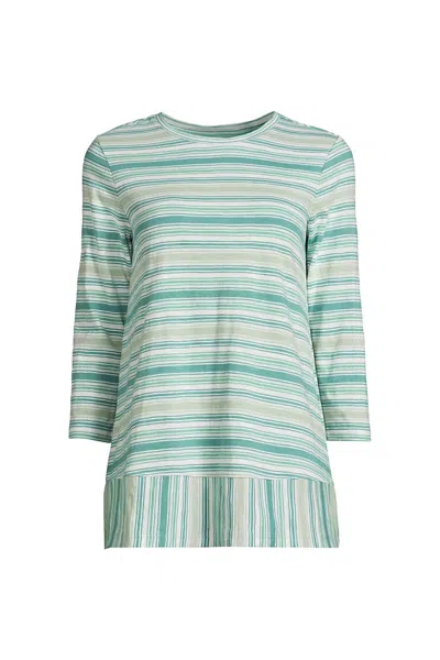 Lands' End Women's 3/4 Sleeve Slub Jersey Swing Tunic In Multi