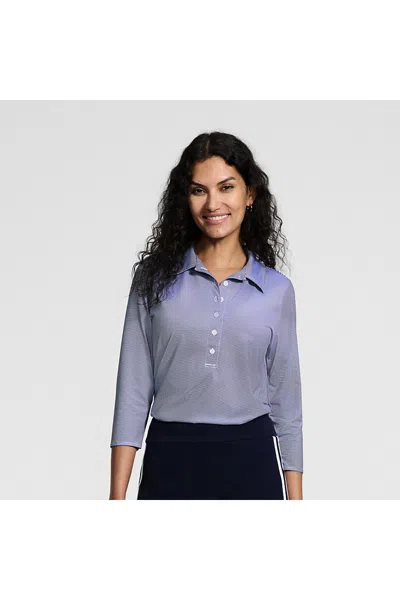 Lands' End Women's 3/4 Sleeve Sunshade Polo In Blue