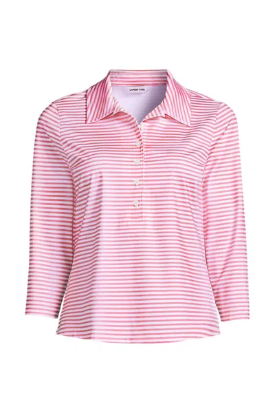 Lands' End Women's 3/4 Sleeve Sunshade Upf 50 Polo In Pink