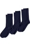 Lands' End 3-pack Seamless Toe Solid Crew Socks In Blue