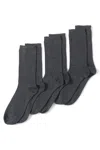 Lands' End 3-pack Seamless Toe Solid Crew Socks In Gray