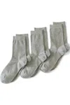 Lands' End Women's 3-pack Everyday Basic Crew Socks In Green