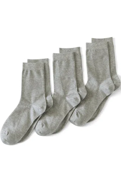 Lands' End Women's 3-pack Everyday Basic Crew Socks In Green