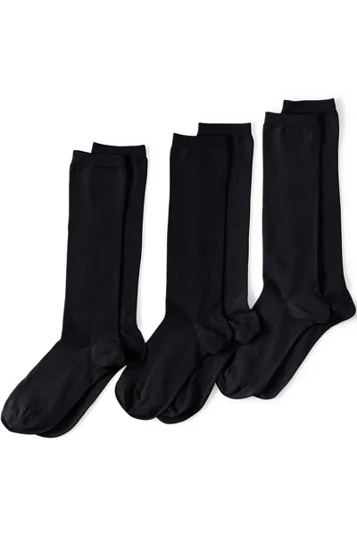 Lands' End Women's 3-pack Everyday Basic Trouser Socks In Black
