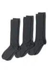 Lands' End 3-pack Seamless Toe Solid Crew Socks In Gray