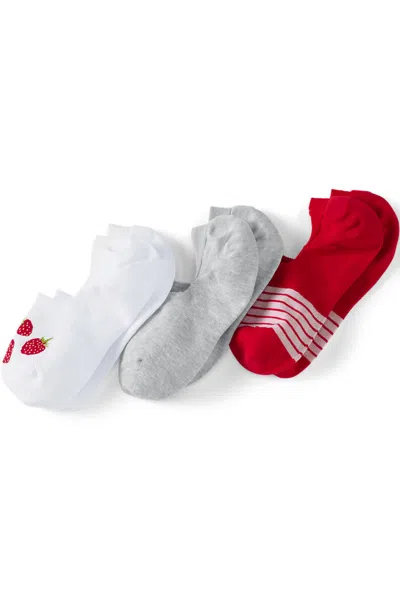 Lands' End Women's 3-pack No Show Socks In Red