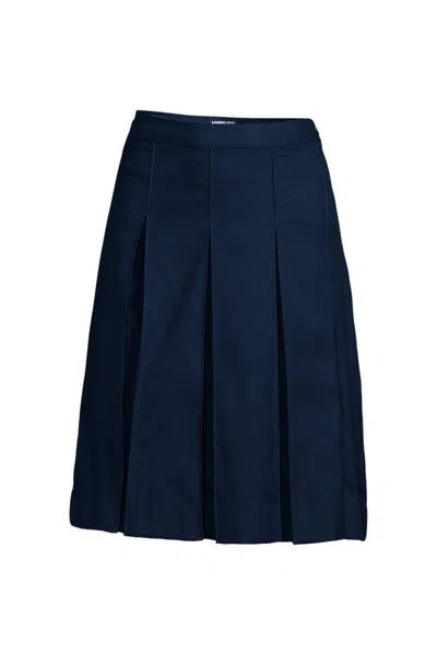 Lands' End Women's Above The Knee Box Pleat Skirt In Blue
