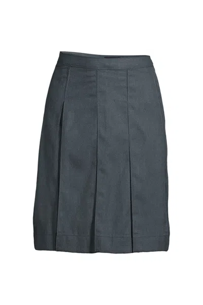 Lands' End Women's Above The Knee Box Pleat Skirt In Blue