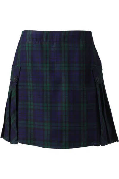Lands' End Women's Above The Knee Plaid Side Pleat Skort In Multi