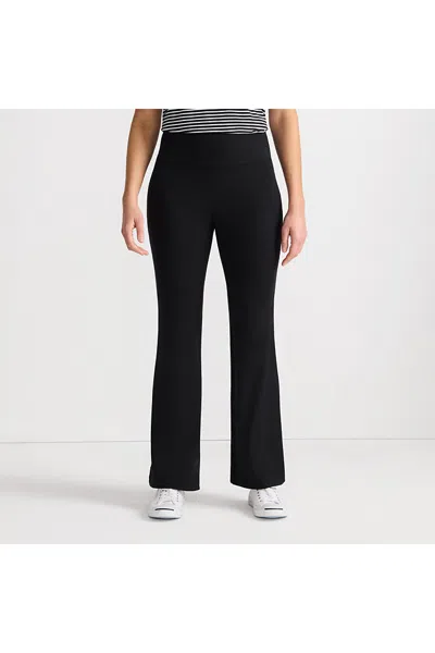 Lands' End Women's Active Hi Impact High Rise Slim Flare Pants In Black