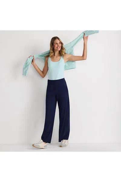 Lands' End Women's Active Hi Impact High Rise Wide Leg Pants In Blue