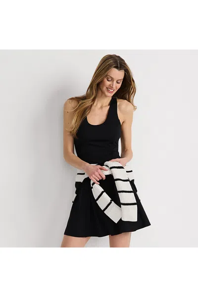 Lands' End Women's Active High Impact Skater Skirt Dress In Black