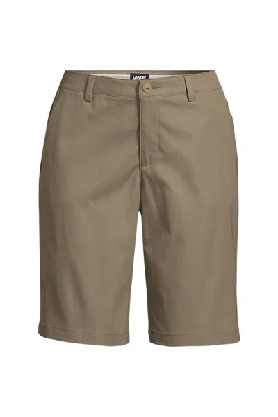 Lands' End Plus Size Plain Front Blend Chino Shorts In Khaki
