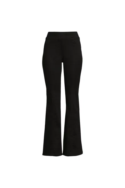 Lands' End Women's Adaptive Lycra High Rise Pull On Flare Jeans In Black