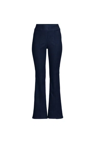 Lands' End Women's Adaptive Lycra High Rise Pull On Flare Jeans In Blue