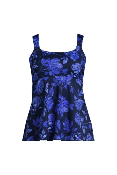 Lands' End Women's Adjustable Scoop Neck Flutter Tankini Top In Multi