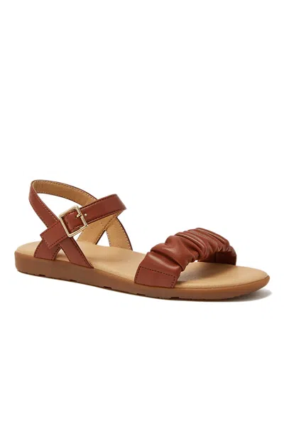 Lands' End Women's Adjustable Strappy Flat Sandals In Brown