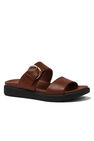 Lands' End Women's All Day Comfort Buckle Slides In Brown