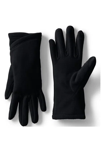 Lands' End Women's Anyweather Fleece Ez Touch Screen Gloves In Black
