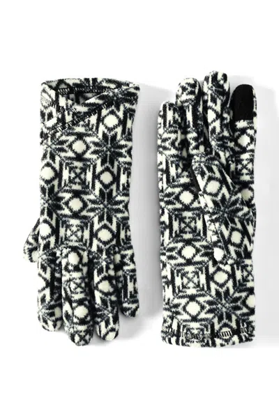 Lands' End Women's Anyweather Fleece Ez Touch Screen Gloves In Black