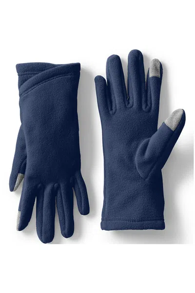 Lands' End Women's Anyweather Fleece Ez Touch Screen Gloves In Blue
