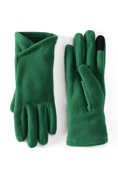 Lands' End Women's Anyweather Fleece Ez Touch Screen Gloves In Green