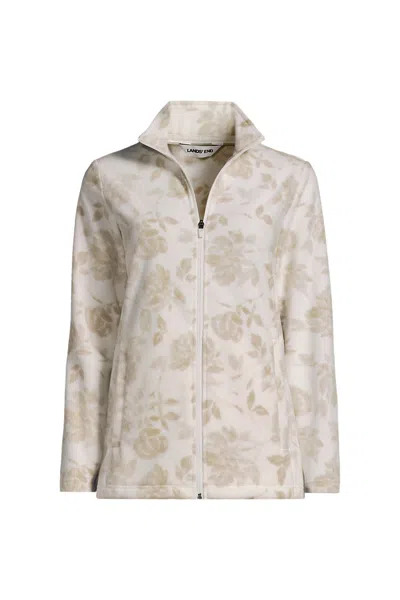 Lands' End Women's Anyweather Fleece Full Zip Print Jacket In Brown