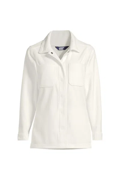 Lands' End Women's Anyweather Fleece Shirt Jacket In White