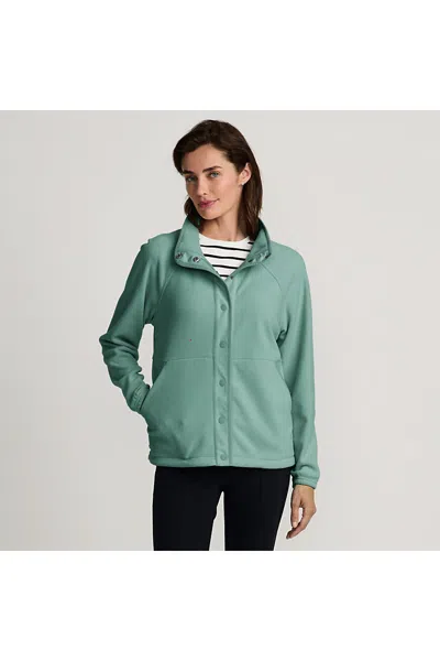 Lands' End Women's Anyweather Fleece Snap Front Jacket In Green