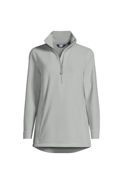 Lands' End Women's Anyweather Quarter Zip Fleece Tunic Pullover In Gray
