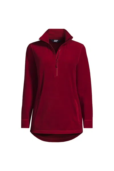Lands' End Women's Anyweather Quarter Zip Fleece Tunic Pullover In Red