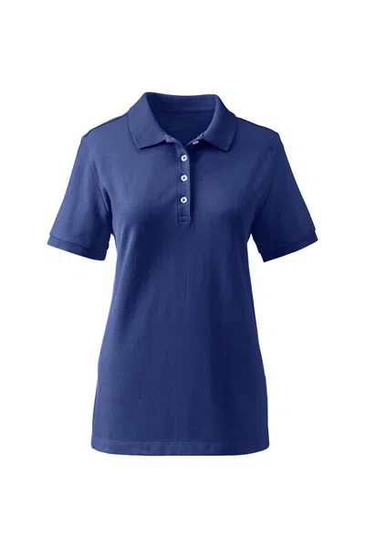 Lands' End Women's Banded Short Sleeve Fem Fit Mesh Polo In Blue