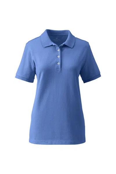 Lands' End Women's Banded Short Sleeve Fem Fit Mesh Polo In Blue