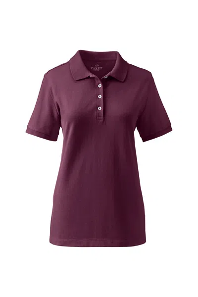 Lands' End Women's Banded Short Sleeve Fem Fit Mesh Polo In Red