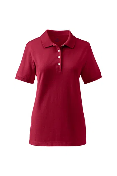 Lands' End Women's Banded Short Sleeve Fem Fit Mesh Polo In Burgundy