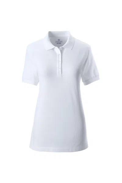 Lands' End Women's Banded Short Sleeve Fem Fit Mesh Polo In White
