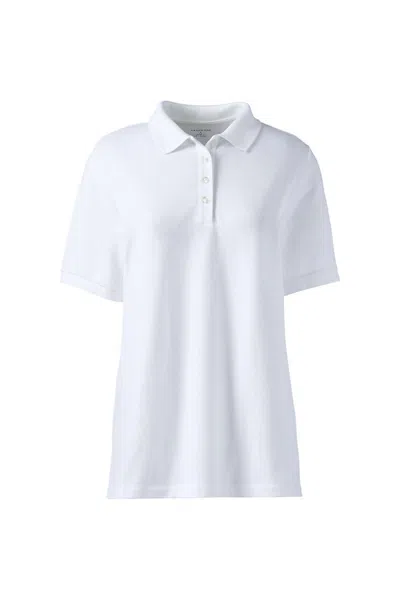 Lands' End Women's Banded Short Sleeve Mesh Polo In White