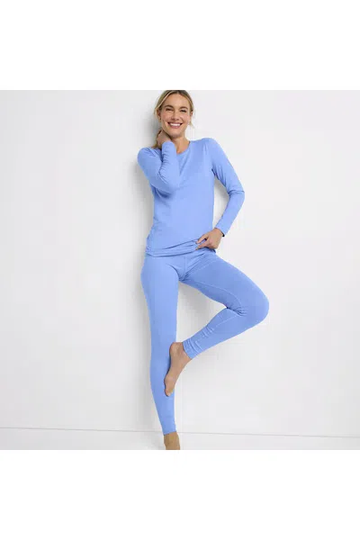 Lands' End Women's Baselayer Cozy Thermaskin Pants In Blue