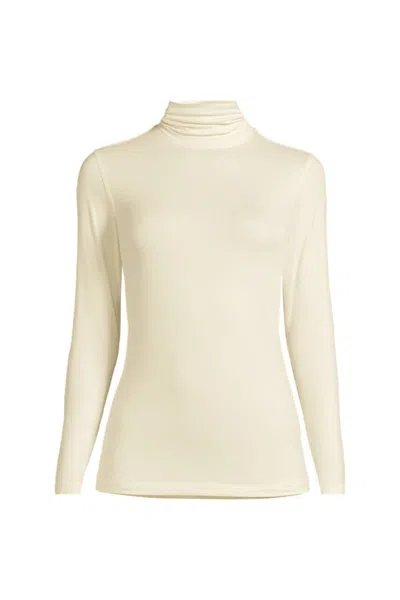 Lands' End Women's Baselayer Cozy Thermaskin Turtleneck Top In White