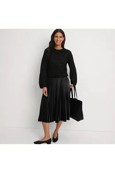 Lands' End Women's Blend Bow Back Sweater In Black