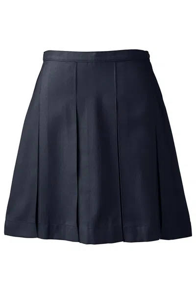 Lands' End Women's Box Pleat Skirt Above The Knee In Blue