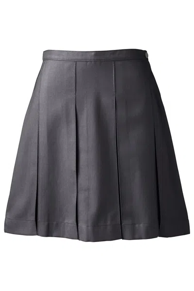 Lands' End Women's Box Pleat Skirt Above The Knee In Gray