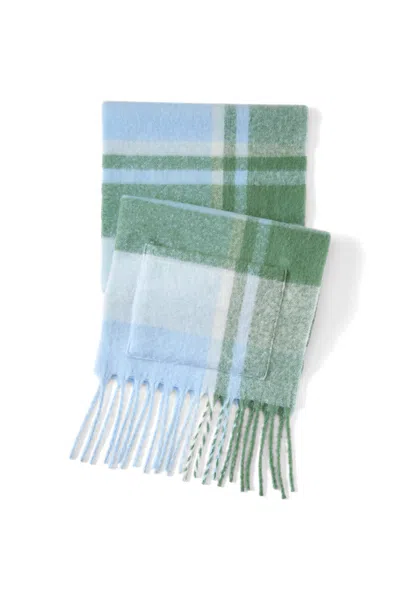 Lands' End Women's Brushed Blanket Fringe Scarf In Green