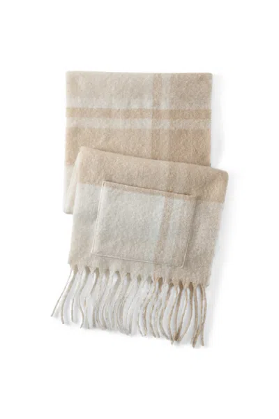 Lands' End Women's Brushed Blanket Fringe Scarf In Neutral