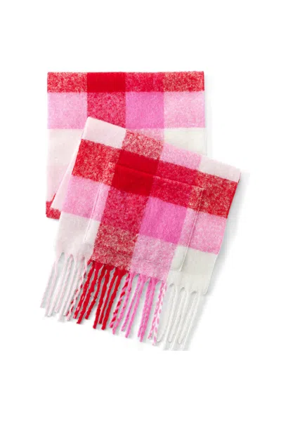 Lands' End Women's Brushed Blanket Fringe Scarf In Red