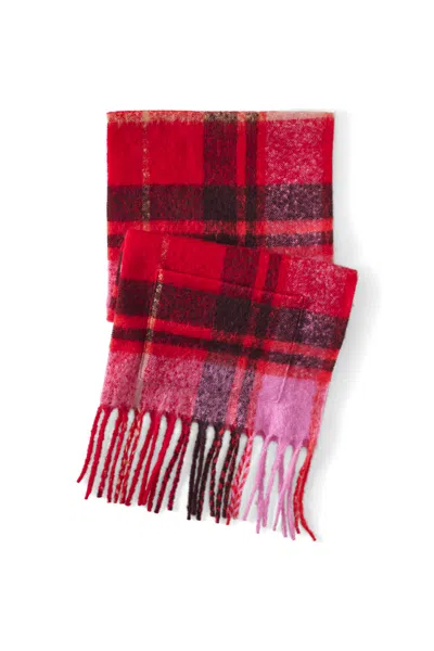 Lands' End Women's Brushed Blanket Fringe Scarf In Red