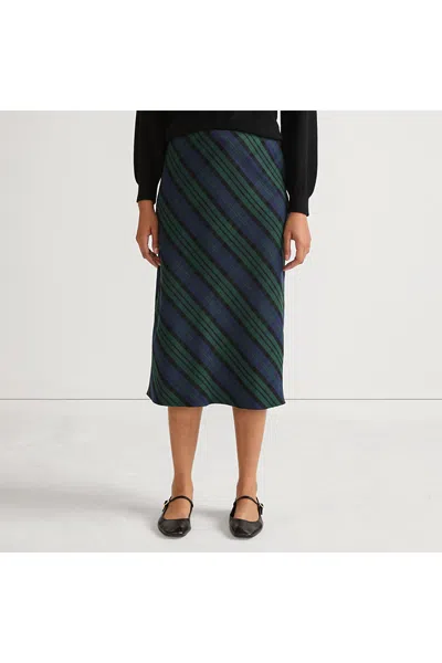 Lands' End Women's Brushed Flannel Midi Column Skirt In Blue